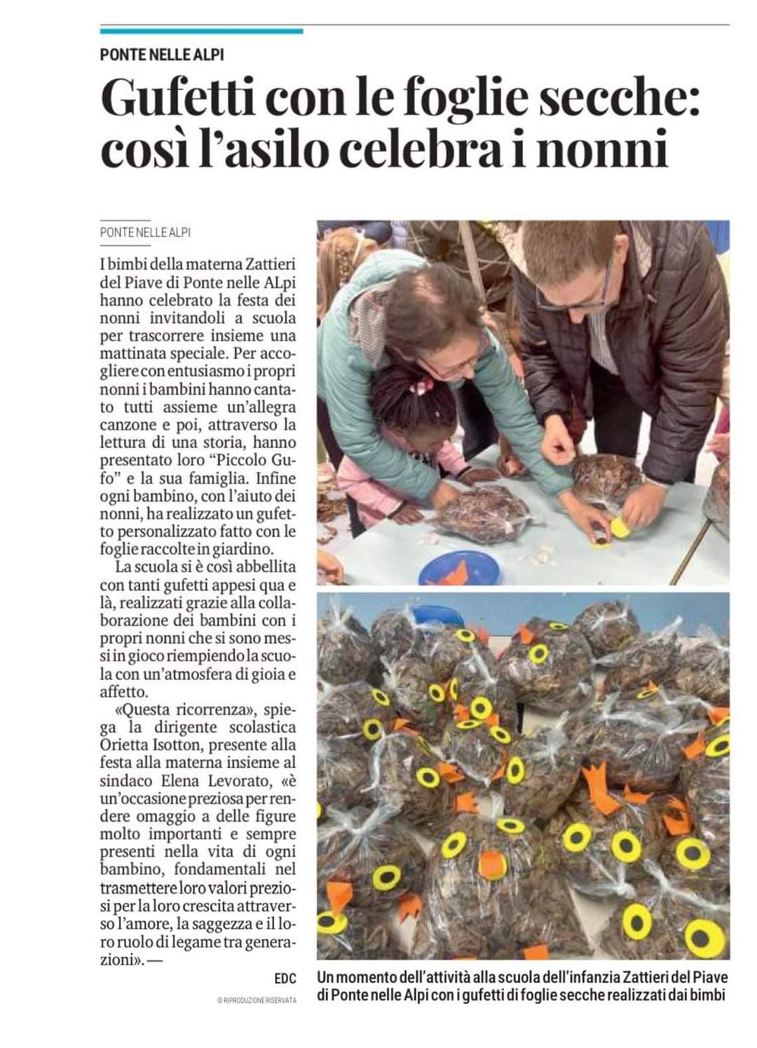 Festa dei nonni alla scuola dell’infanzia di Ponte nelle Alpi